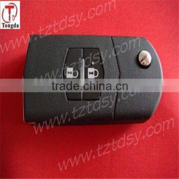 Tongda wholesales 2 button remote key case, flip key blank for mazda