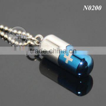 Camping Travel Bottle Storage Waterproof Capsule Aluminum Pill Holder Container Pill Box Necklace