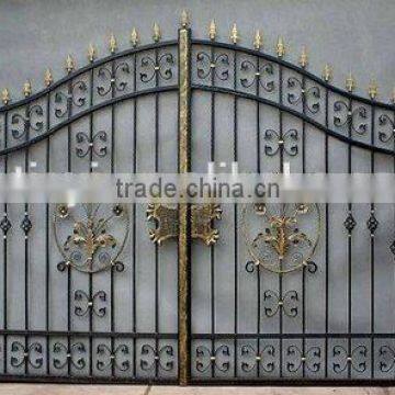 arc top wrought iron residential driveway fence gate