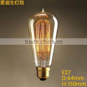 Antique tungsten filament Edison light Clear Bulb 220V ST64