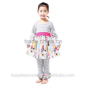 2016 New Fall Kid Clothes Strips Long Sleeve Boutique Fall Boutique Girl Clothing for Kids photo-2