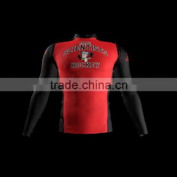 Polyester Spandex Long Sleeves Mad Scientists Compression Shirt/Rash Guard with Club Logo Player Name and Numbers at Sleeves