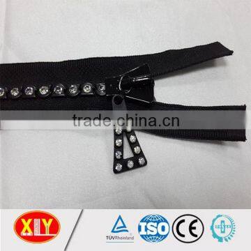 High Quality Reaonable Prices Plastic Diamond Zipper , Rhinestone Bag Zipper