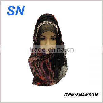 2014 fashion color striped dubai muslim scarf