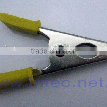 Jumper Wires Alligator Crocodile Roach Test Clip Plastic Handles Crocodile clips 80mm yellow color I00143