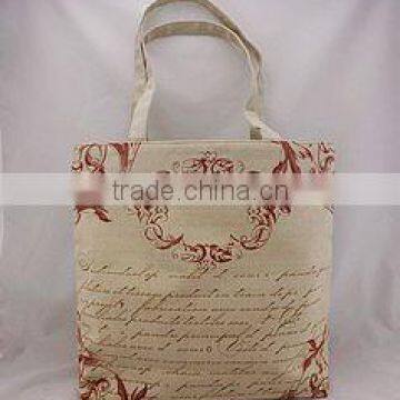 cotton/linen print and embroidery tote bag