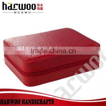 red pu leather watch box,custom pu leather watch storage box,4 slots pu leather watch box