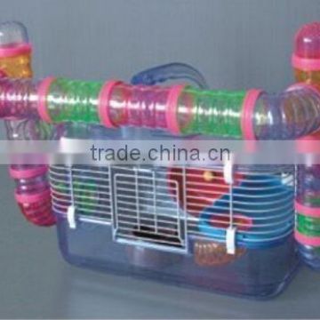 Blue Hamster Cage With Tunnel Cross Side To Top