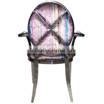 Round Back Armrest Tufted Dining Chair Steel photo-4