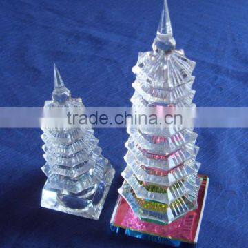 Clear Crystal Tower Building Model for Business crystal Gift