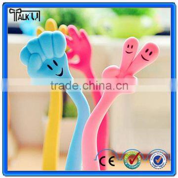 Popular silicone smile bendable ball pen,finger shaped smile bendable ball pen