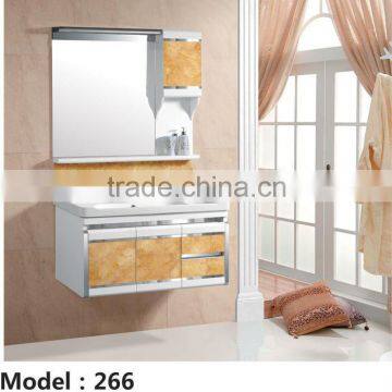 Simple bath cabinet with glass vanity top,new design style PVC bathroom towel cabinet