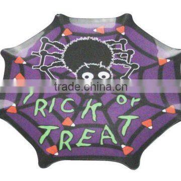 Holloween square purple spider melamine plate