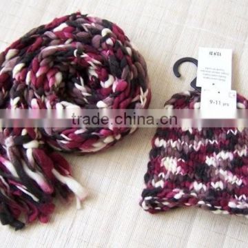 Knitted Scarf with Hat Set Wine Manufacturer Wholesaler