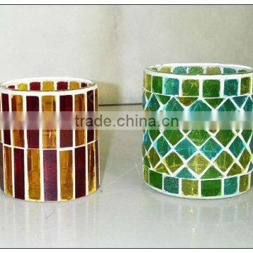 votive glass mosaic candle holder