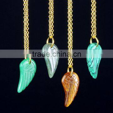 Popular different color angel wing agate necklace Natural Stone Necklaces For Women