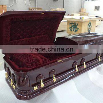 Mahogang material imported from US luxury solid wood funeral coffin casket