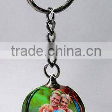 crystal photo engraved keychain,glass image keychain