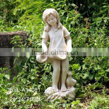 Outdoor decoration girl holding dress garden statues