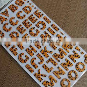 2015 hot selling alphabet letter stickers chipboard sticker