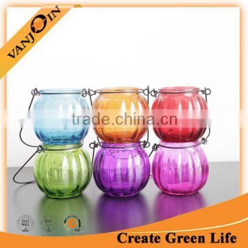 200ml Spray Colored Pumpkin Shape Glass Candle Holder