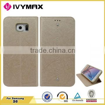 Wholesale Alibaba Flip Leather for Samsung S6 Case, Mobile Phone Wallet Case for Galaxy S6