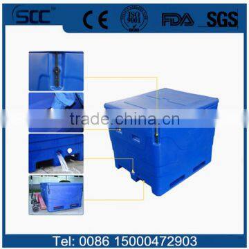 Rotational molded Fish Transport Plastic Bins, PE plastic tote bins
