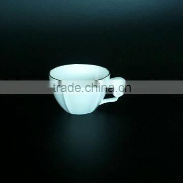 Gold Rim Tea Cup and Saucer 200cc /100cc Flower Shape Ceramic Bone China Cup and Saucer photo-5