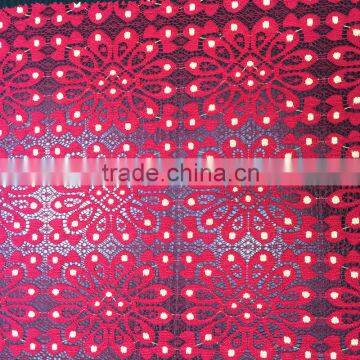 two tone geometric elastic plain lace fabric