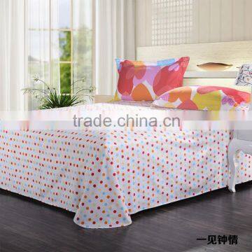 100% cotton fabric bedsheets with reactive print new design of colorful dots pattern bed sheet