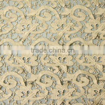 cream lace fabric floral embroidered cotton lace for fashion apparel