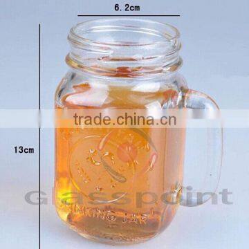 480ml glass drinking jar with handle