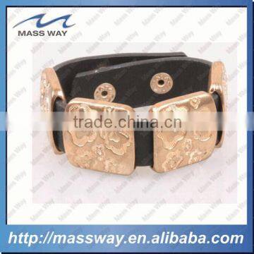 Customized Fashion Gifts Genuine Leather Bracelet With Skull Charm photo-5