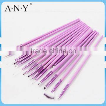 ANY Professional Purple Wood Handle Nail Art Painting Design Nylon Hair Nail Brush Nail Art Set