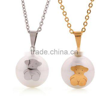 Fashion Stainless Steel Teddy Bear Necklace Jewelry