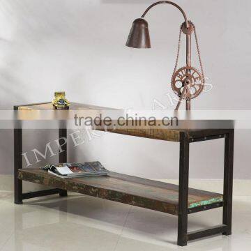 INDUSTRIAL FURNITURE IRON WOOD DISPLAY SHELF, FOR HOME FURNITURE