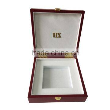 Flip Open Cover Custom Gold Blocking Printing Wooden Box for Gift With Lock photo-4