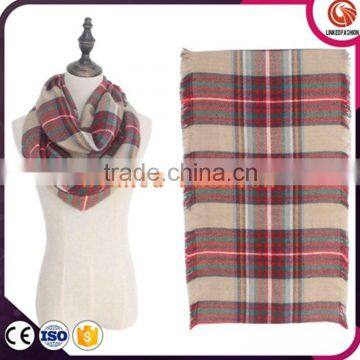 wholesale fashion hot-selling winter circle scarves tartan warm loop scarf plaid scarf infinity tartan with 6 colors