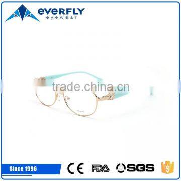 2015 Latest popular metal full rim optical frame with diamonds