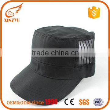 Promotional mens military hard hat polyester mesh black military caps hats