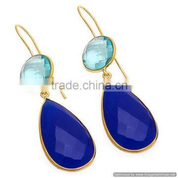 Hot Sell Sterling Silver Blue Chalcedony Earring, Beautiful Design Top Quality Silver Drop Earring