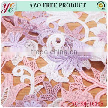 Hot Sale Colorful Contracted Flowers Water Soluble Lace Fabric Chemical Lace Embroidery Fabric photo-6