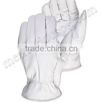 White Cow Leather Driver Safety Gloves