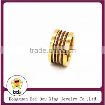 Bright 18K gold plated stainless steel 316 fashion reel style man women Ring