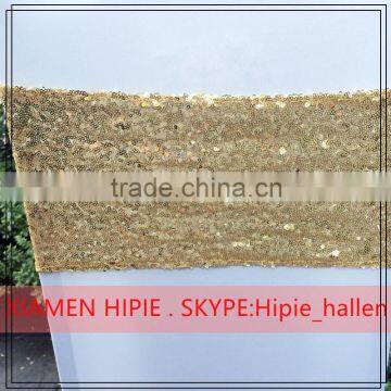 Hot sale Glitz Sequin Spandex Chair Sash Champagne Wedding Glam Party Band Wrap                        
                                                Quality Choice