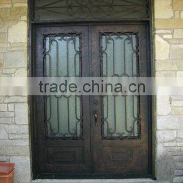 Square top double wrought iron door high quality