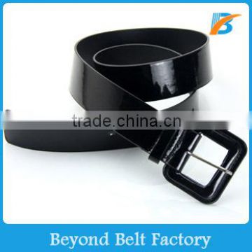 Women's Classic Black Patent Leather Belt for Dress