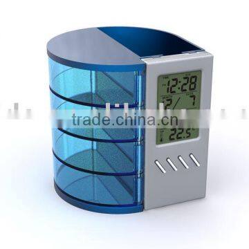 Digital lcd clock with pen holder RS2918