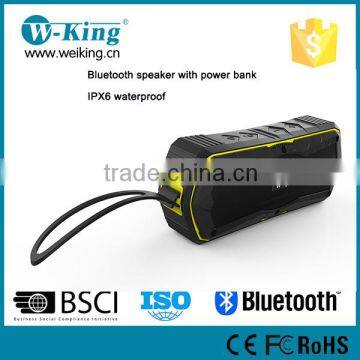 w-king 10W v4.1 bluetooth speaker water resistent ipx6 power bank 4000mah wireless audio