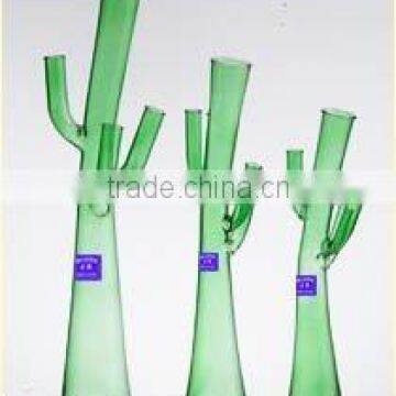 Natural Green Colored Flower glass vase Wholesale